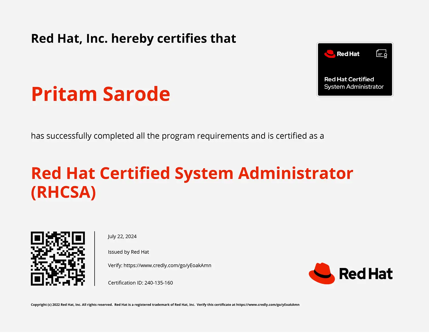 RHCSA Certification Pritam Sarode