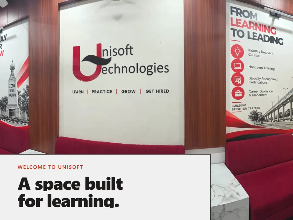 Welcome to Unisoft: a space built for learning. A still from the video tour of our new reception